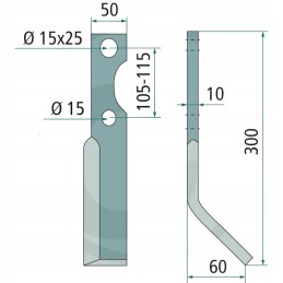 Granito vairalazdės peiliai 50x60x15x25 300mm 105