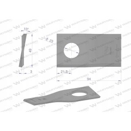 Dešinysis vejapjovės peilis 94x48x3mm skylė 23 panaudojimai
