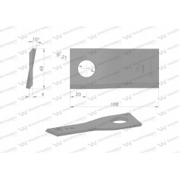 Vejapjovės peilis, dešinysis, 108x48x4mm, anga 21, keitimas