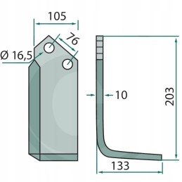 Kampiniai peiliai rotavoriui, darbinis plotis 133mm