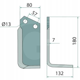 Protractor rechts beschichtet 132mm pločio ro