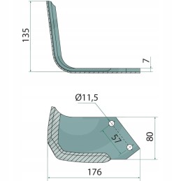 Dešinysis transporteris, dengtas, plotis 132mm, dydis