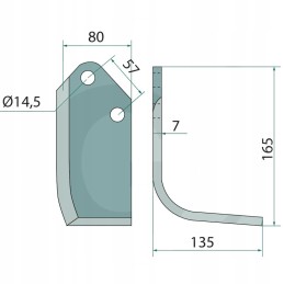 Procenteris kairėje padengtas Kuhn 7 mm