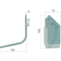 Procenteris kairėje padengtas Kuhn 6 mm