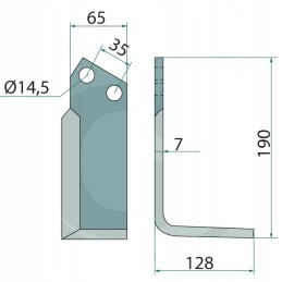 Kairysis transporteris padengtas 128 mm 35 mm 7 mm 190 mm 14