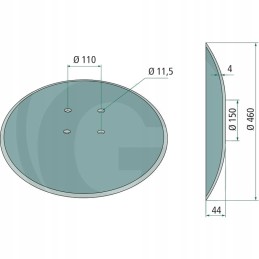 Lygi plokštė 460x4 mm 4 skylės arba išorinė 460 mm oe