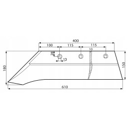 Dešinysis peilis 610 mm Unia Atlas 1023 agro wikt