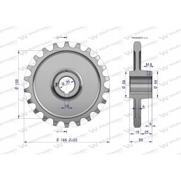 Grūdinto plieno grandinės ratas su 22 1 fi 35