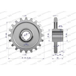 Grūdinto plieno grandinės ratas su 20 1 fi 40