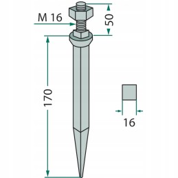 Lauko akėčių noragai 16x170 m16 tiesūs