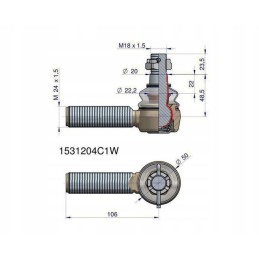 Vairo jungtis 106mm m24x1 5 1531204c1 korpusas