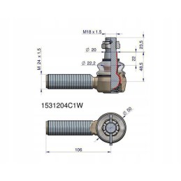Vairo jungtis 106mm m24x1 5 1531204c1 korpusas