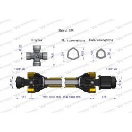 Šarnyrinis ir teleskopinis velenas 1010 1560mm 460nm 3r