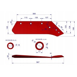 Kverneland dešinysis plūgo peilis 567mm Warynsk