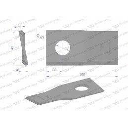 Vejapjovės peilis 100x49x4x21 dešinysis 100mer 41963