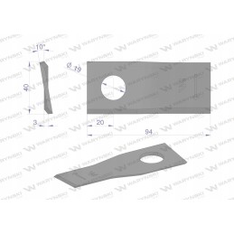Iškreiptas vejapjovės peilis 94x40x3x19 dešinysis 1473025
