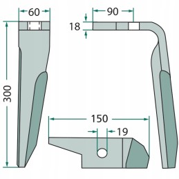 Variklinių akėčių dantis dešinysis 180rh ama 04r