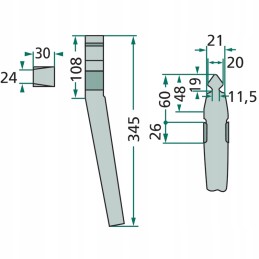 345 mm landsberg varikinių akėčių dantys