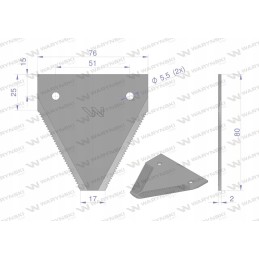 Derliaus nuėmimo peilis 80x76x2mm skylė 5 5 s80 2 vapsva warynski