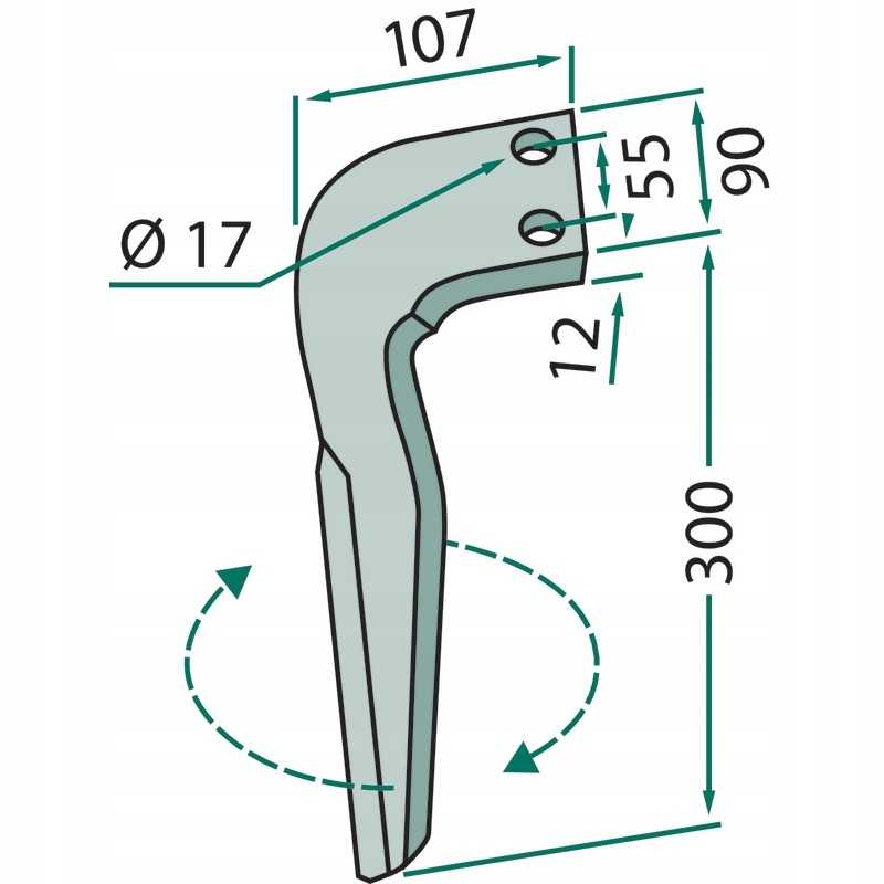Variklinių akėčių dantis kairysis 180rh frn 05l