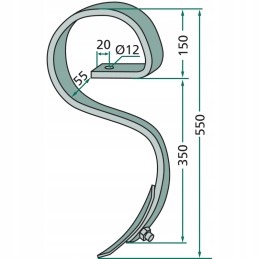 Spyruoklinių dantukų komplektas su noragėliais sulenktas