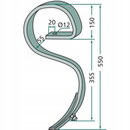 Spyruoklinių dantukų komplektas su noragėliais sulenktas