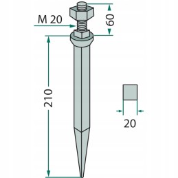 Tiesūs akėčių noragai m20x210 mm 1215 04 001 0