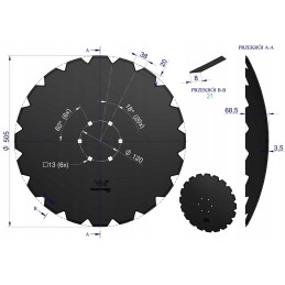 Dantytas diskas su 20 fi 510, tvirtinimas 6 120