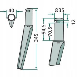 Variklinių akėčių dantis 180rh57a
