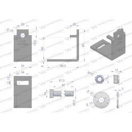 32x10 agregato dantų dangtelis 60x60 profiliui, kompl
