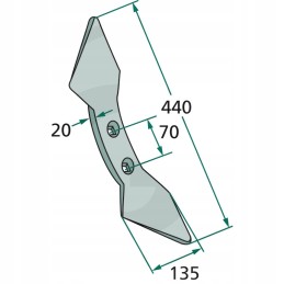 Dviširdis granito noragas 440x135x20 m12 din 608 2