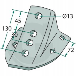 Lemken Topas noragėlių batas, tarpas tarp skylių 45 m