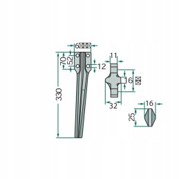 Akėčių kairysis dantis 180rh 65 52l