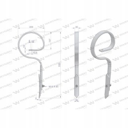 Tiesus daniškas spyruoklinis dantis 550mm 32x10 Warynski