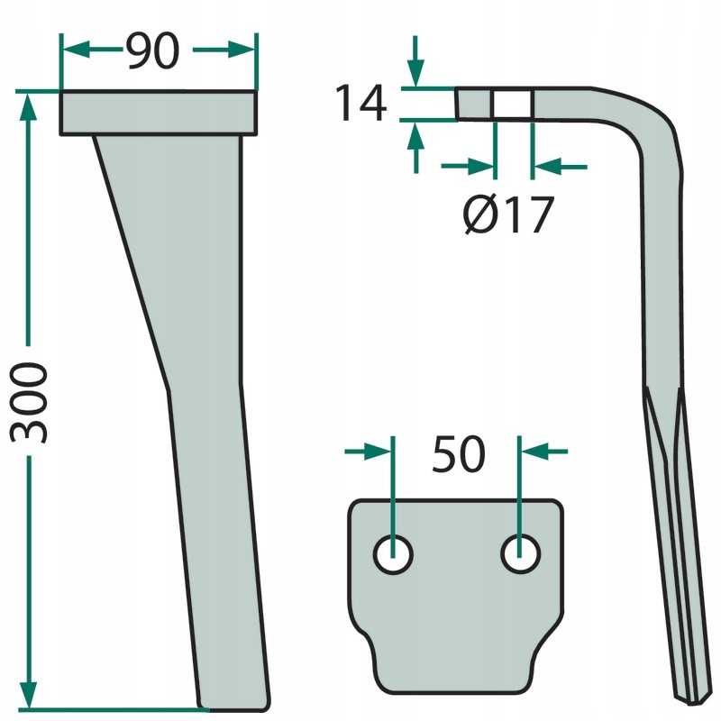 Kartinių akėčių dantis, kairė, 180rh, 71 l