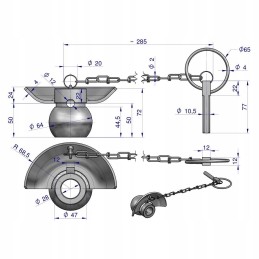 Kamuolys su apykakle, grūdintas, 2 kategorija 3 64x28 Warynsk