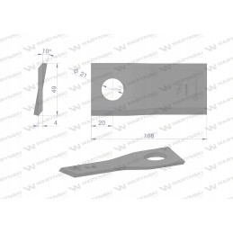 Vejapjovės peilis, dešinysis, 108x48x4mm, anga 21, keitimas