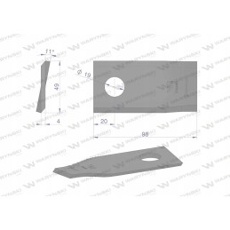Dešinysis vejapjovės peilis 98x48x4mm skylė 19 naudojimo atvejų