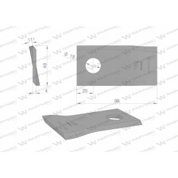 Kairysis vejapjovės peilis 98x48x4mm skylė 19 panaudojimų