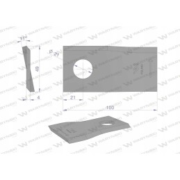 Vejapjovės peilis 100x48x4x21 kairėje pusėje