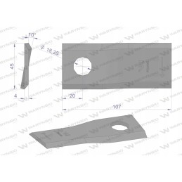 Vejapjovės peilis 107x45x4x18 2 naudojimo teisėmis
