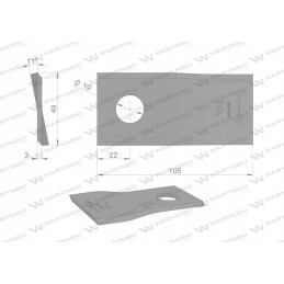 Vejapjovės peilis 105x48x3x19 kairėje pusėje