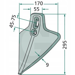 Steeno kaltinė dalis 295 x 170 x 9 mm