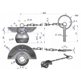 Kamuolys su apykakle, grūdintas, 2 kategorija 3 64x28 Warynsk