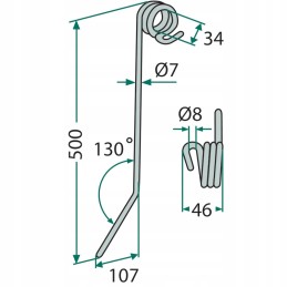 Akėtinis sėjamosios 18010 hs h1 pirštas