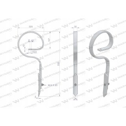 Tiesus daniškas spyruoklinis dantis 550mm 32x10 Warynski