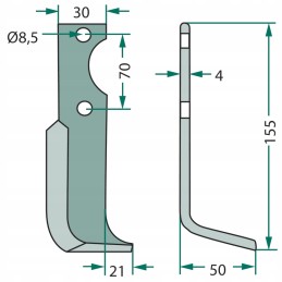 Kairysis kampinis peilis 180agr 02l