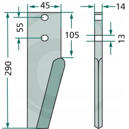Aktyvūs akėčių noragai, dešinė ir kairė versija, ilgis 290