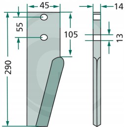 Aktyvūs akėčių noragai, dešinė ir kairė versija, ilgis 290