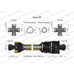 Šarnyrinis ir teleskopinis velenas 660 1000mm 830nm